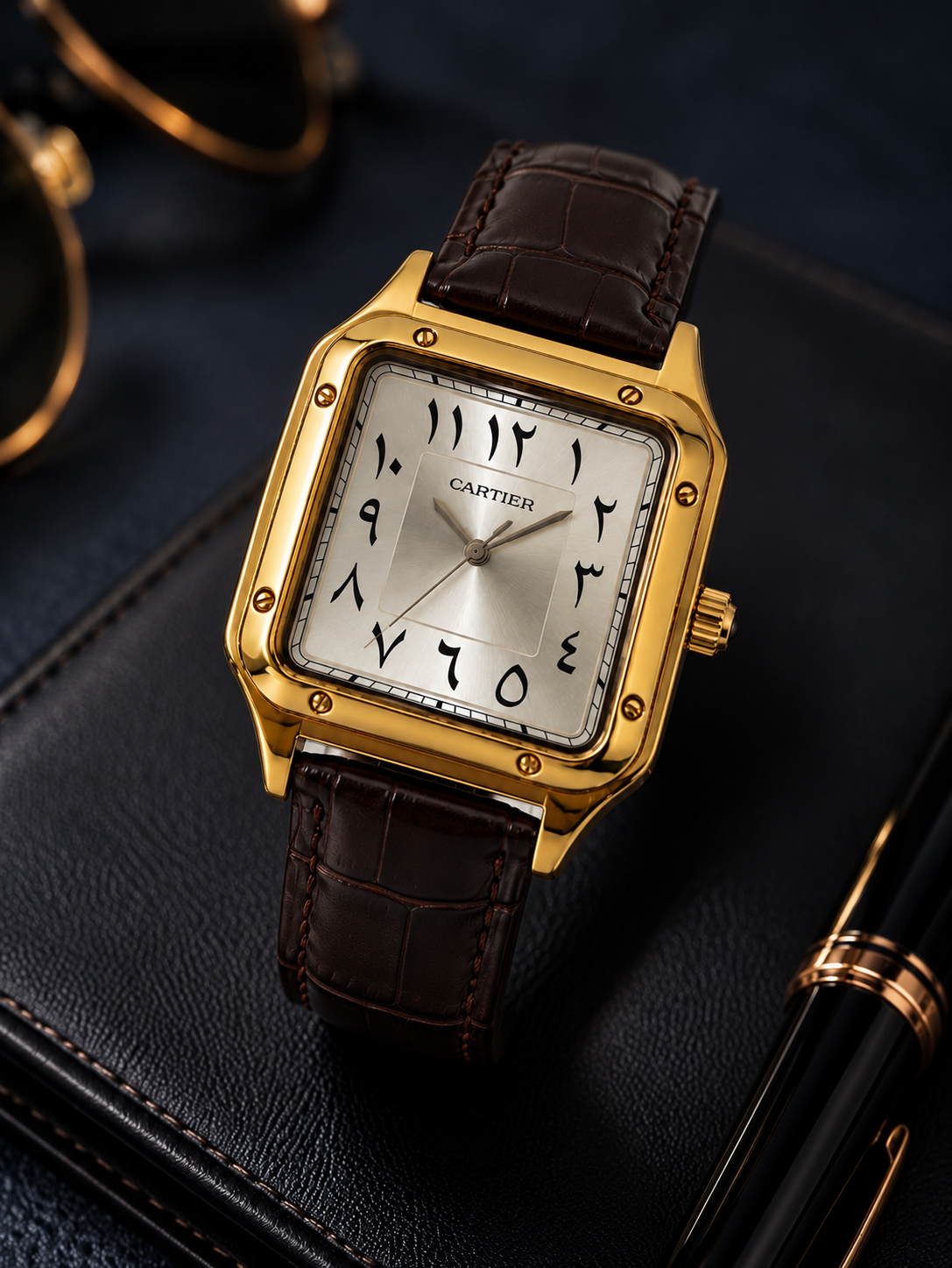 Cartier Santos Gold Silver Dial