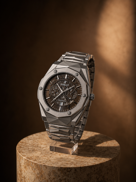Hublot Diamond Cut Brown (Semi Automatic)