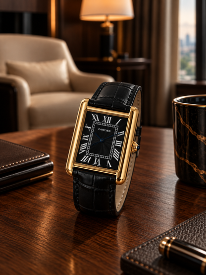 Cartier Tank Black Dial Gold