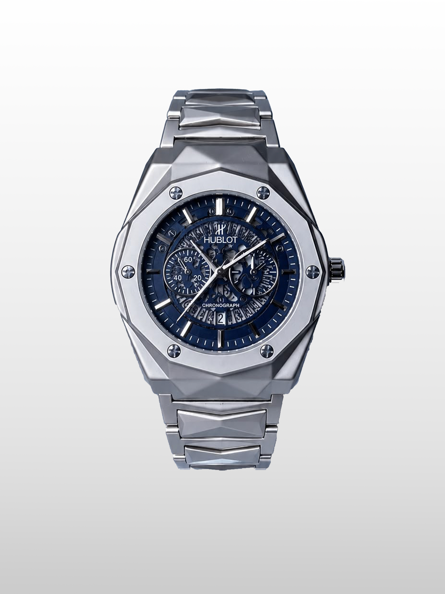 Hublot Diamond Cut Blue (Semi Automatic)