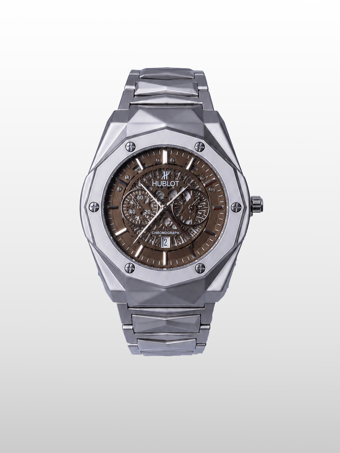Hublot Diamond Cut Brown (Semi Automatic)