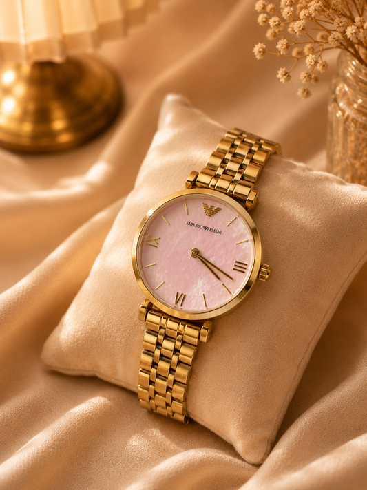 Emporio Armani Blush Pink Gold|Water Resistant|Stainless Steel