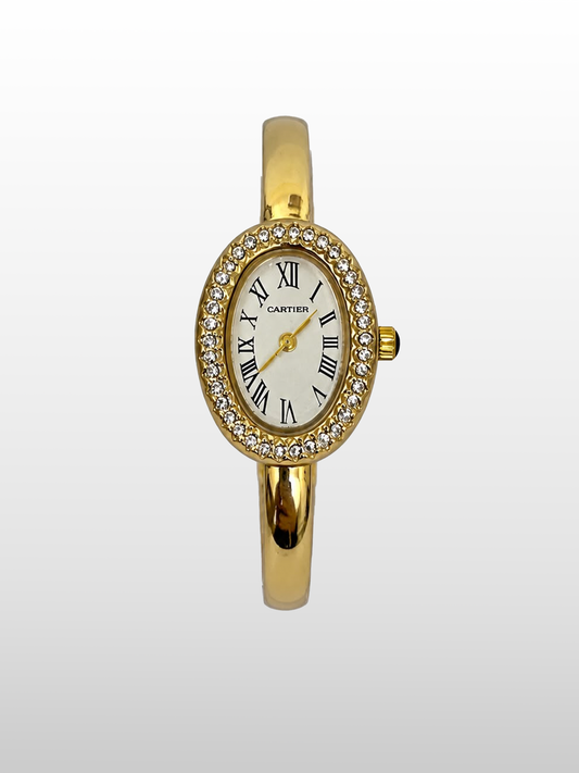 Cartier Baignoire Diamond Bezel with Gold Bangle