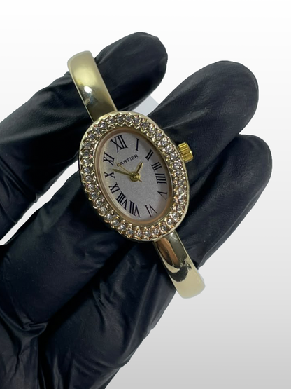 Cartier Baignoire Diamond Bezel with Gold Bangle