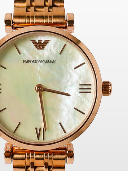 Emporio Armani Rose Gold Pearl   |Water Resistant|Stainless Steel