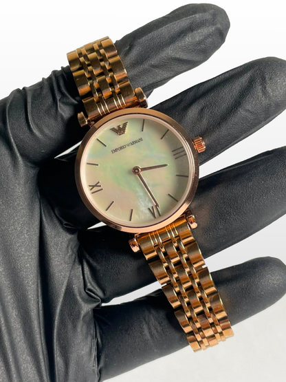 Emporio Armani Rose Gold Pearl   |Water Resistant|Stainless Steel